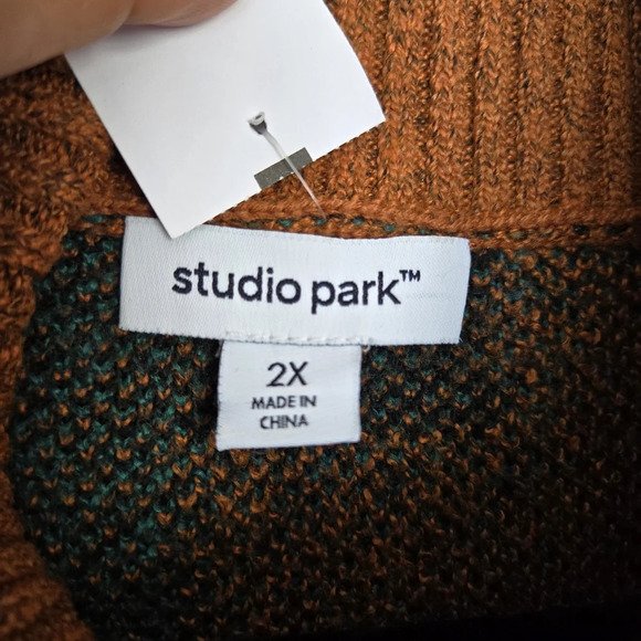 Studio Park Sweater Plaid‎ Mens 2X Coastal Eclecric Gradpa Cozy Soft Fisherman - Picture 7 of 12